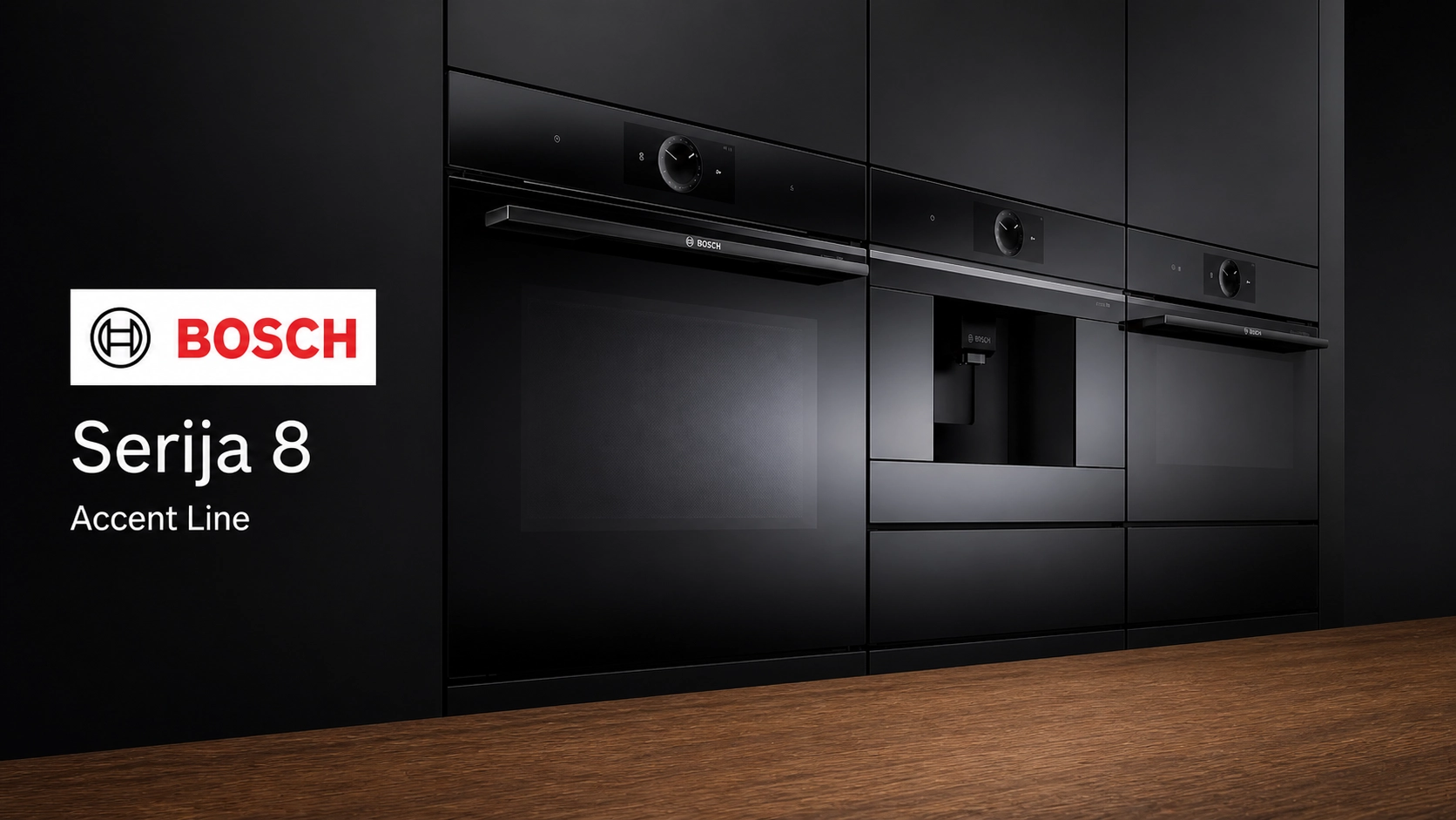 BOSCH rerna, mikrotalasna rerna i aparat za kafu Serije 8 Accent Line u modernoj kuhinji
