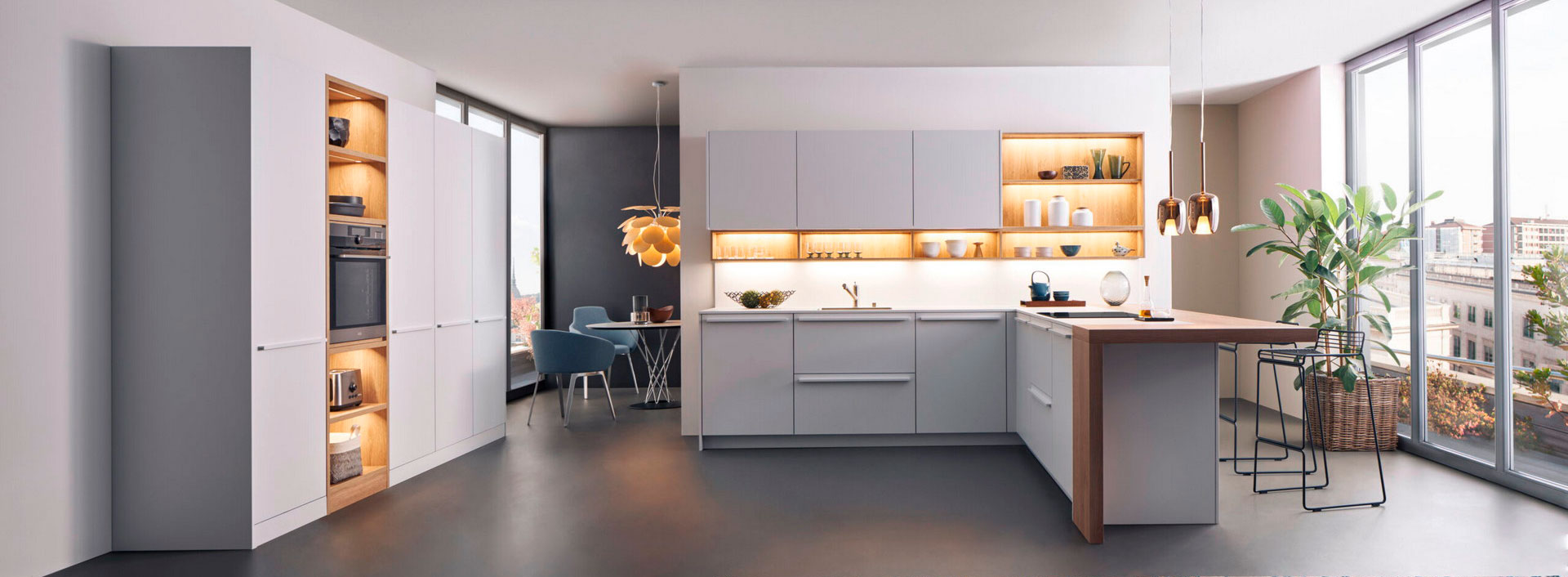 Moderne nemačke kuhinje sa frontovima Bondi i Synthia