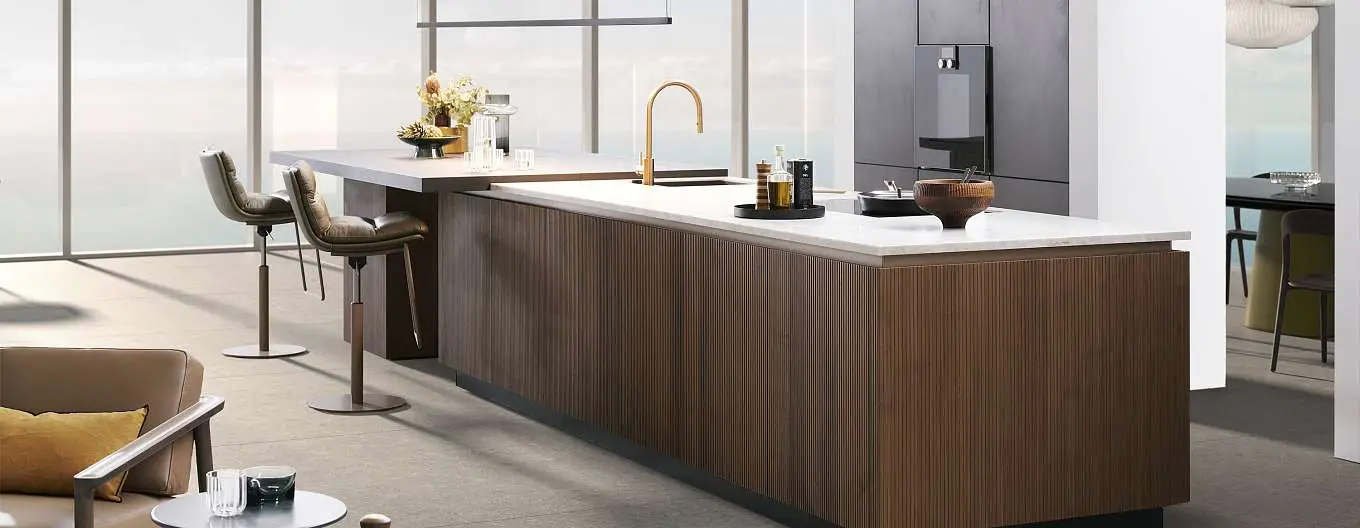 Moderne nemačke kuhinje od punog drveta i betona - frontovi BOSSA i Concrete