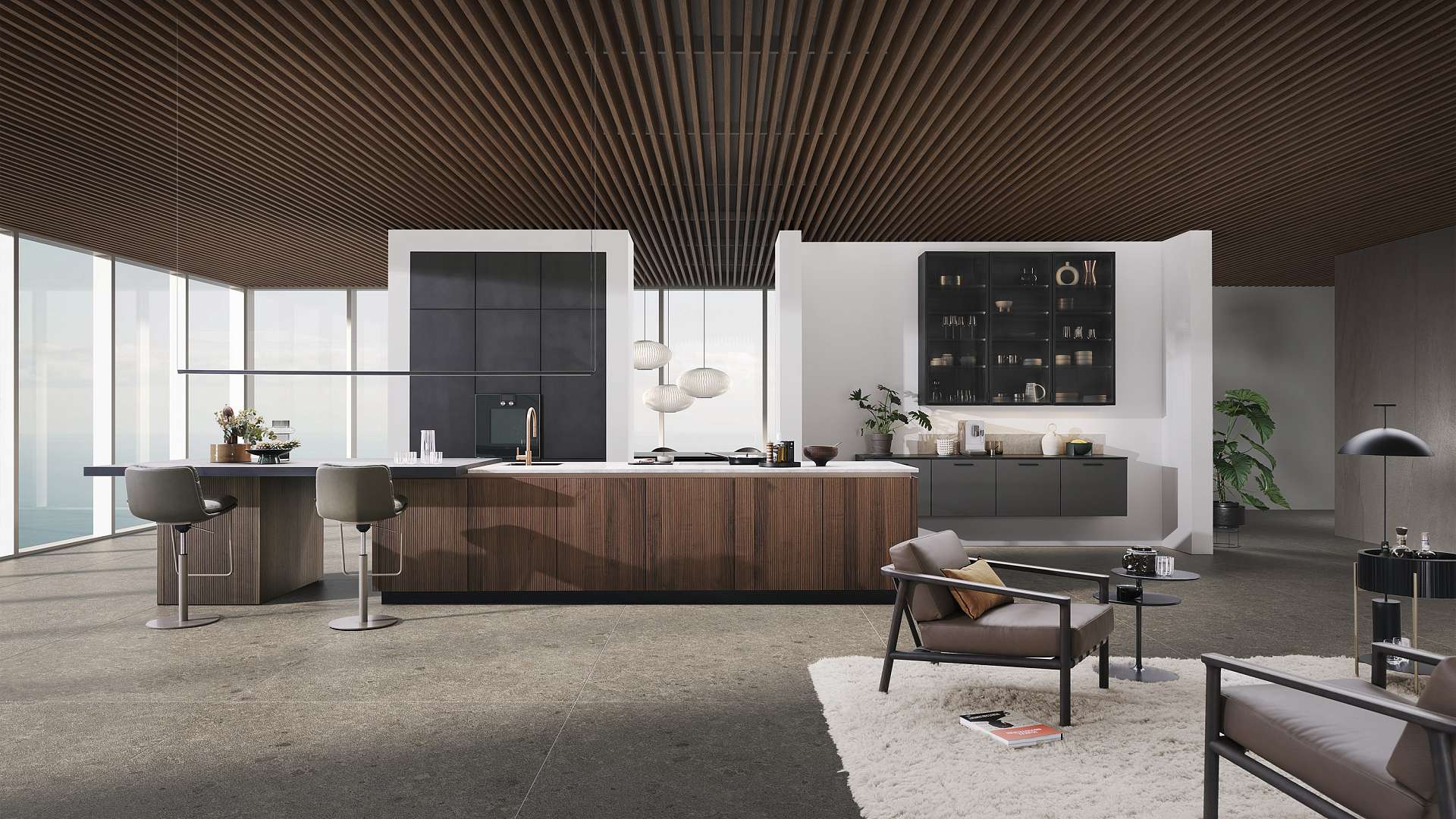 Moderne nemačke kuhinje od punog drveta i betona - frontovi BOSSA i Concrete