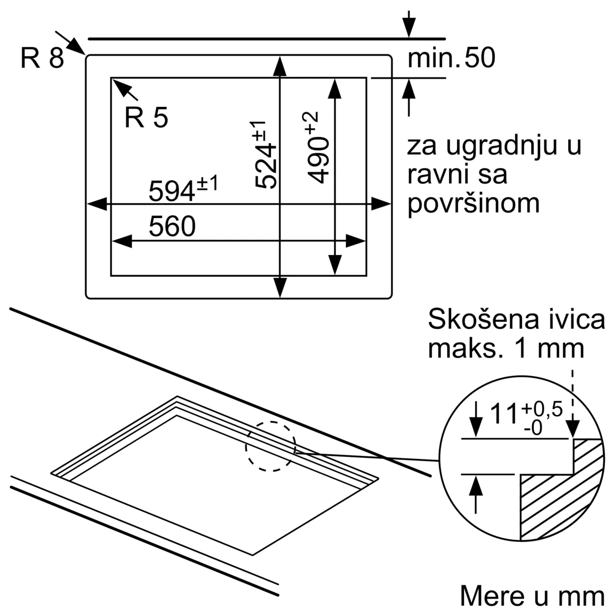 BOSCH PPP6A6M90 Plinska ploča za kuvanje 60 cm Kaljeno staklo serija 6 Nerđajući čelik