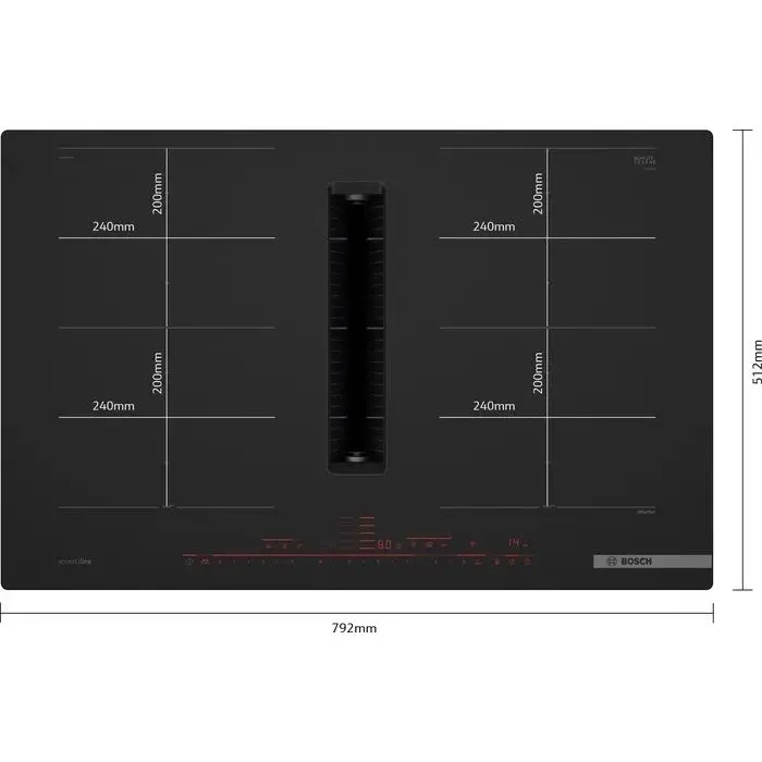 BOSCH PXX82BD56E	Indukciona ploča za kuvanje sa integrisanim aspiratorom, 80 cm, Plavo crna, ugradnja sa okvirom serija 8, fotografija 6
