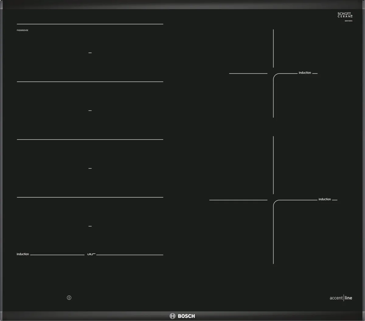 BOSCH PXE695DV5E Indukciona ploča za kuvanje 60 cm Crna, ugradnja sa okvirom serija 8