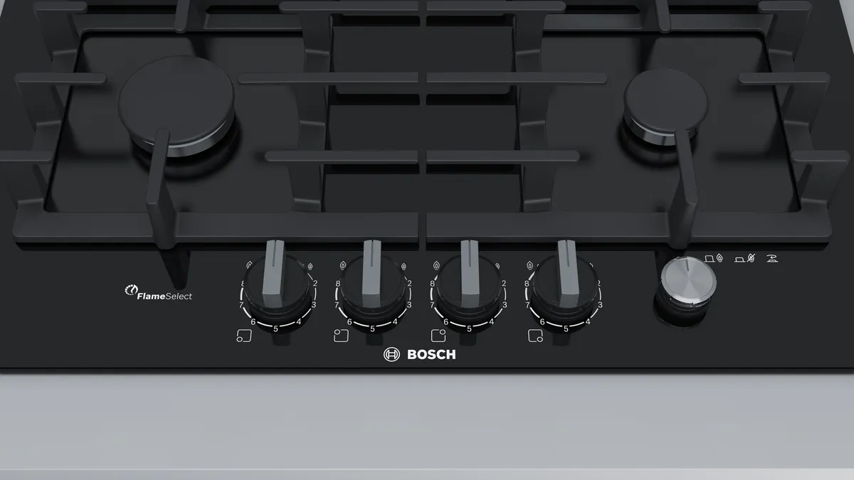 BOSCH PPP6A6M90 Plinska ploča za kuvanje 60 cm Kaljeno staklo serija 6 Nerđajući čelik