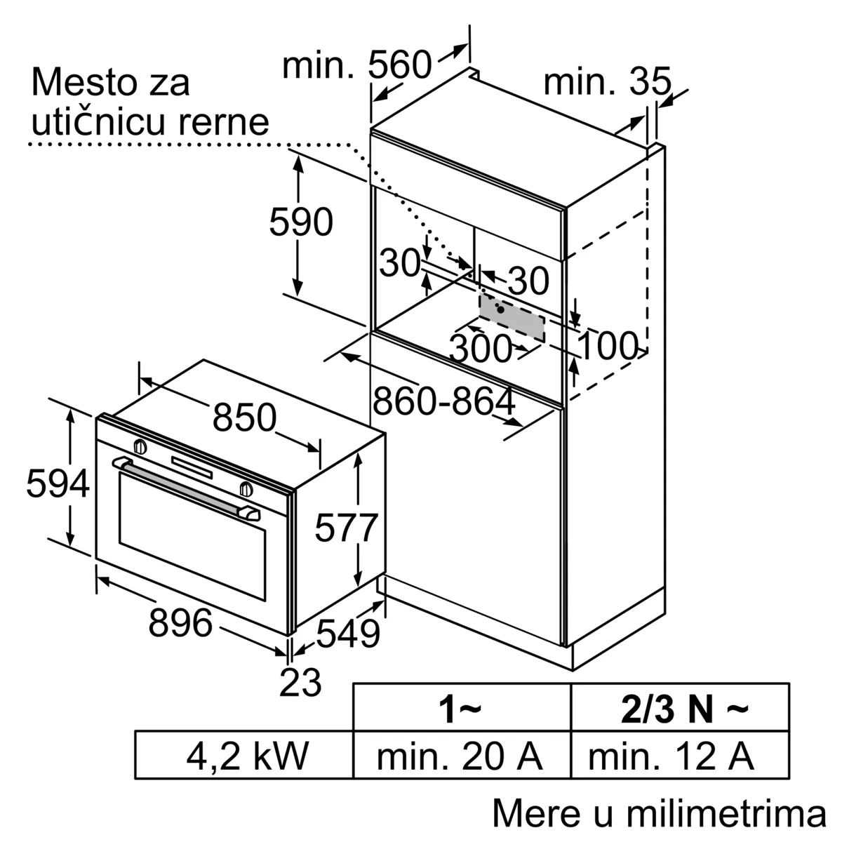 BOSCH VBD5780S0 Ugradna rerna 60 x 60 cm Nerđajući čelik serija 6
