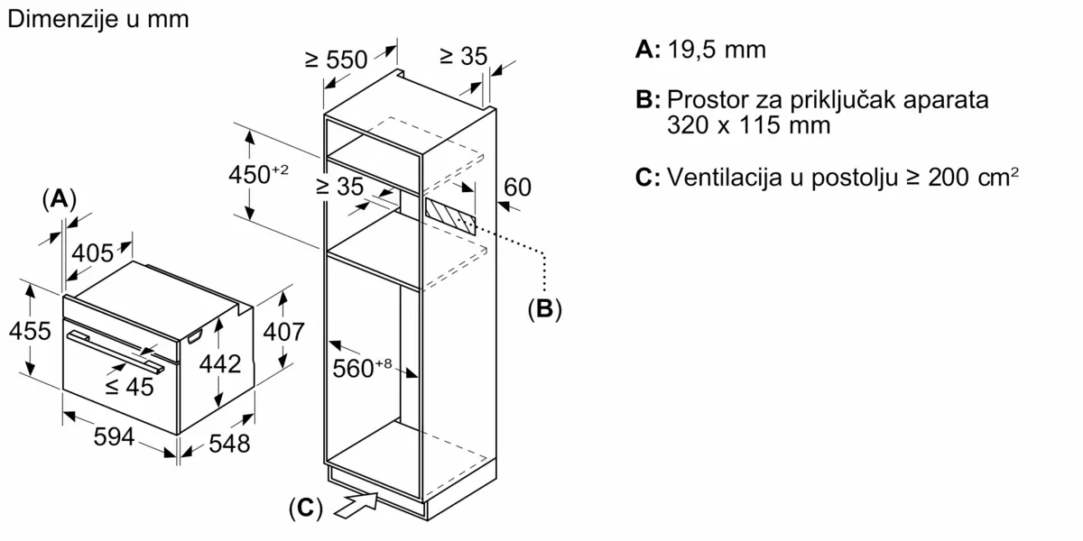BOSCH CMG978NB1 Ugradna kompaktna rerna sa mikrotalasnom funkcijom 60 x 45 cm serija 8 Crna