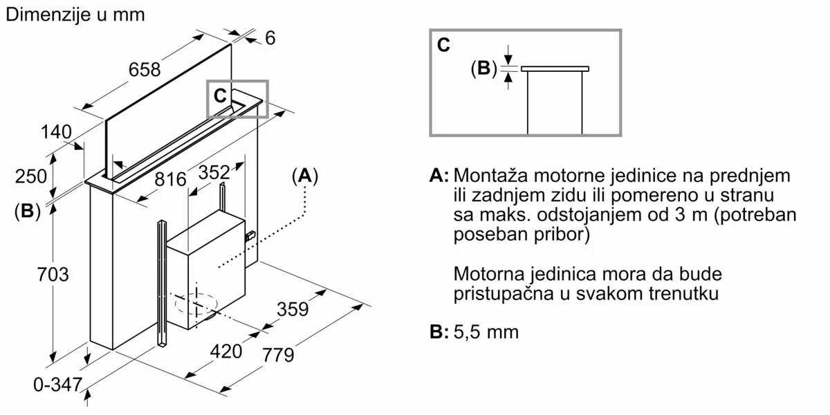 BOSCH DDW88MM66 Kuhinjski aspiratori na izvlačenje 80 cm Čisto staklo serija 8