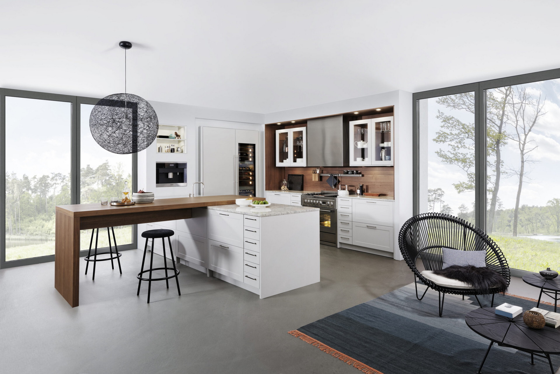 Moderne nemačke ugaone kuhinje sa ostrvom – frontovi Carré