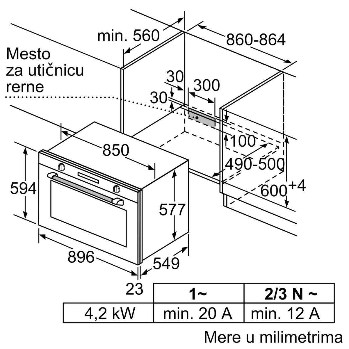 BOSCH VBD5780S0 Ugradna rerna 60 x 60 cm Nerđajući čelik serija 6