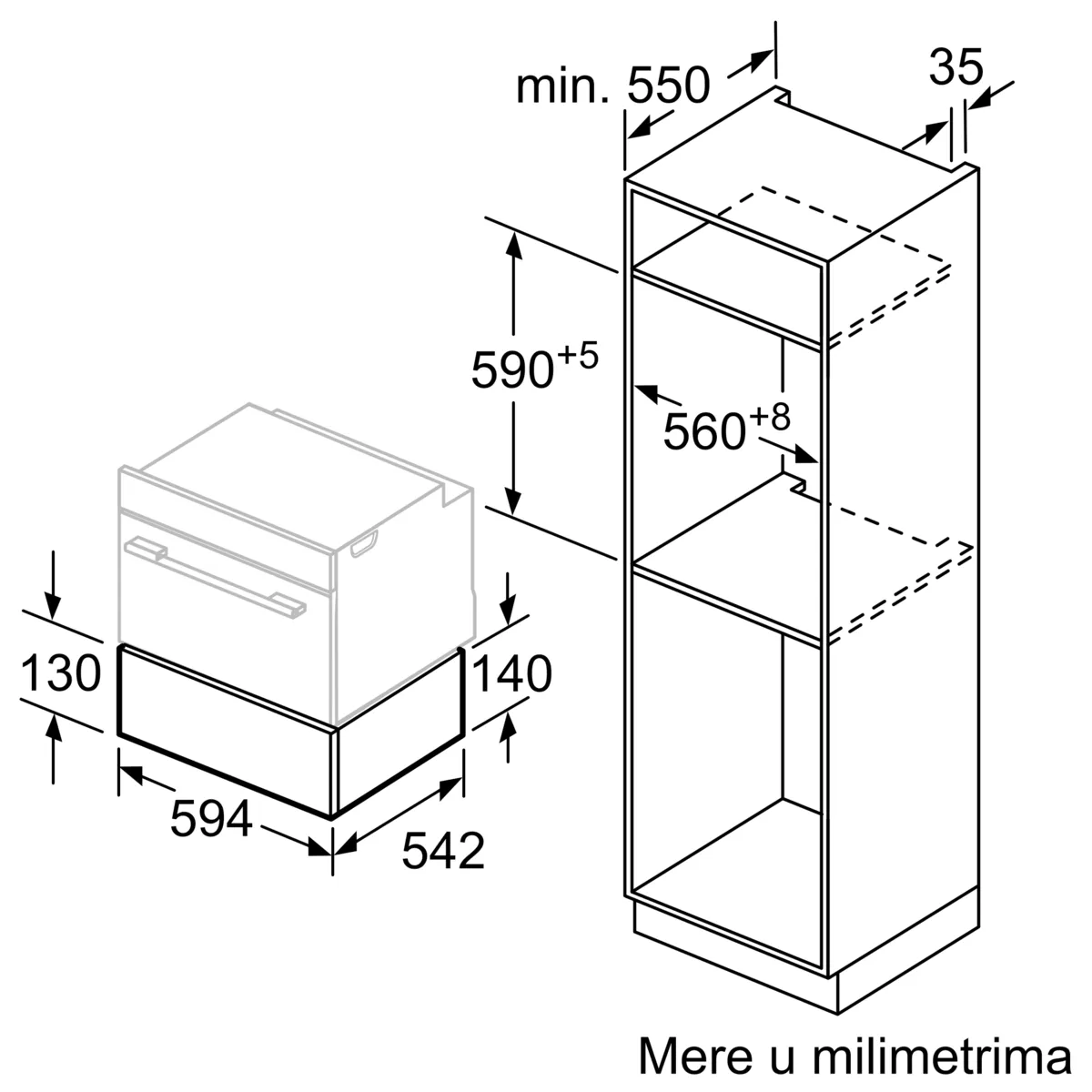 BOSCH BVE9101B1 Ugradna fioka za vakuumiranje 60 x 14 cm Crna serija 8