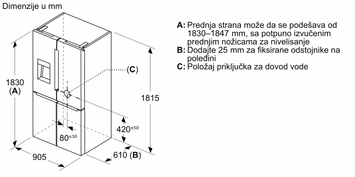 BOSCH KFD96APEA Kombinovani frižider sa francuskim vratima, troje vrata 183 x 90.5 cm Čelična mat obrada protiv otisaka prstiju, Donji zamrzivač serija 6 BOSCH KFD96APEA Kombinovani frižider sa francuskim vratima, troje vrata 183 x 90.5 cm Čelična mat obrada protiv otisaka prstiju, Donji zamrzivač serija 6