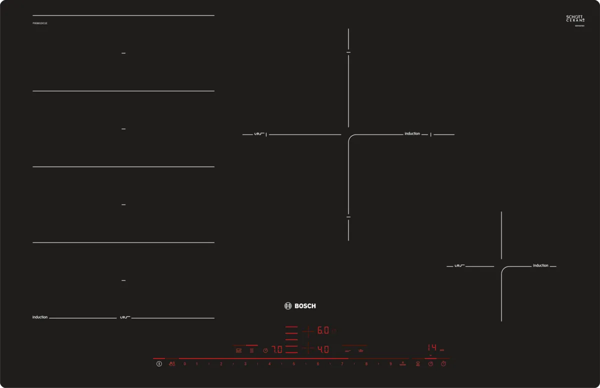 BOSCH PXE801DC1E Indukciona ploča za kuvanje 80 cm Crna, ugradnja u ravni radne ploče serija 8