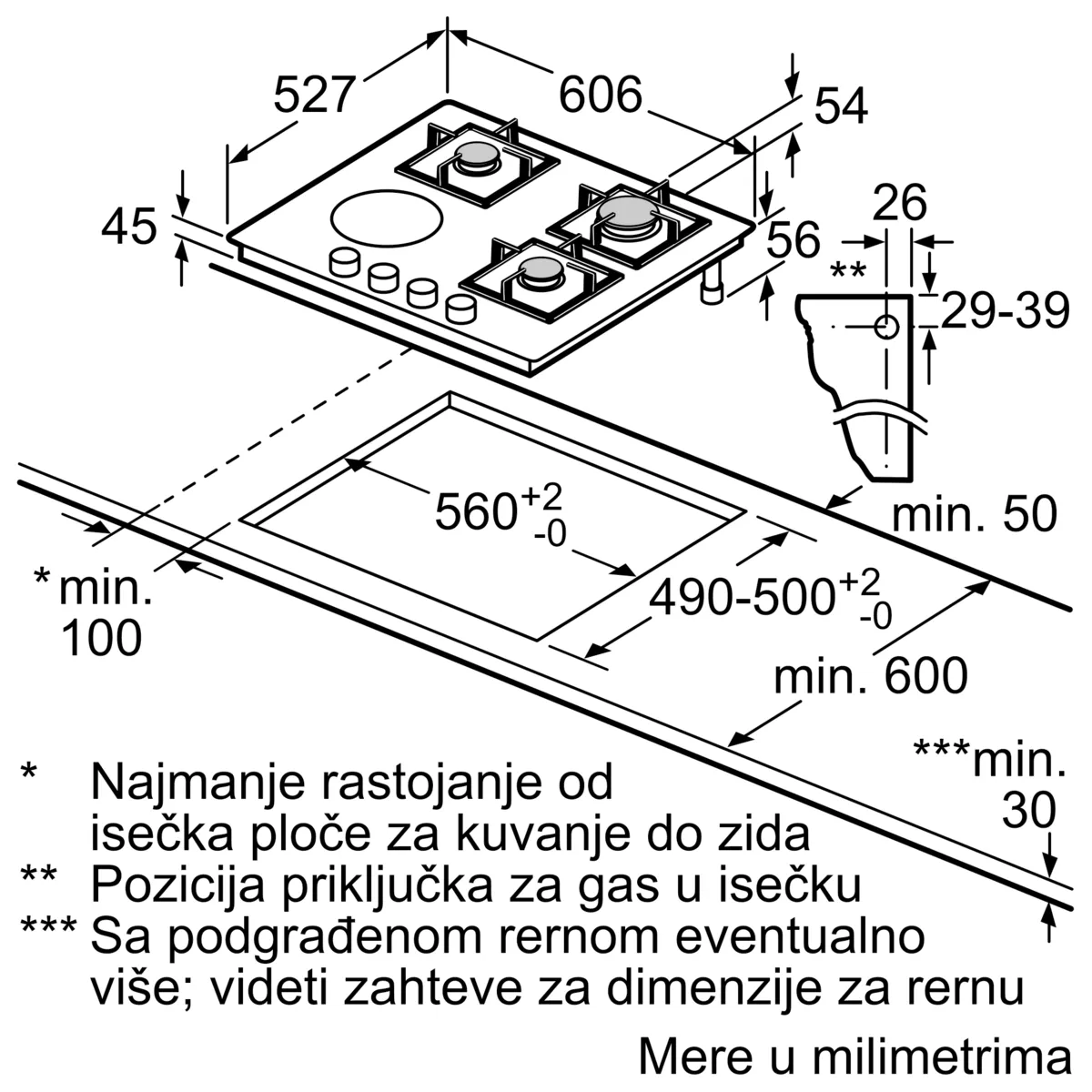 BOSCH PSY6A6B20 Kombinovana ploča za kuvanje (plin i struja) 60 cm Keramika serija 6 Crna