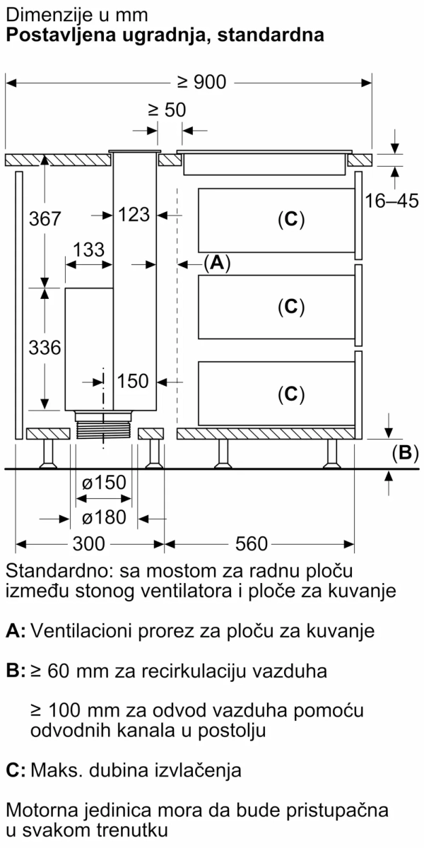 BOSCH DDW88MM66 Kuhinjski aspiratori na izvlačenje 80 cm Čisto staklo serija 8