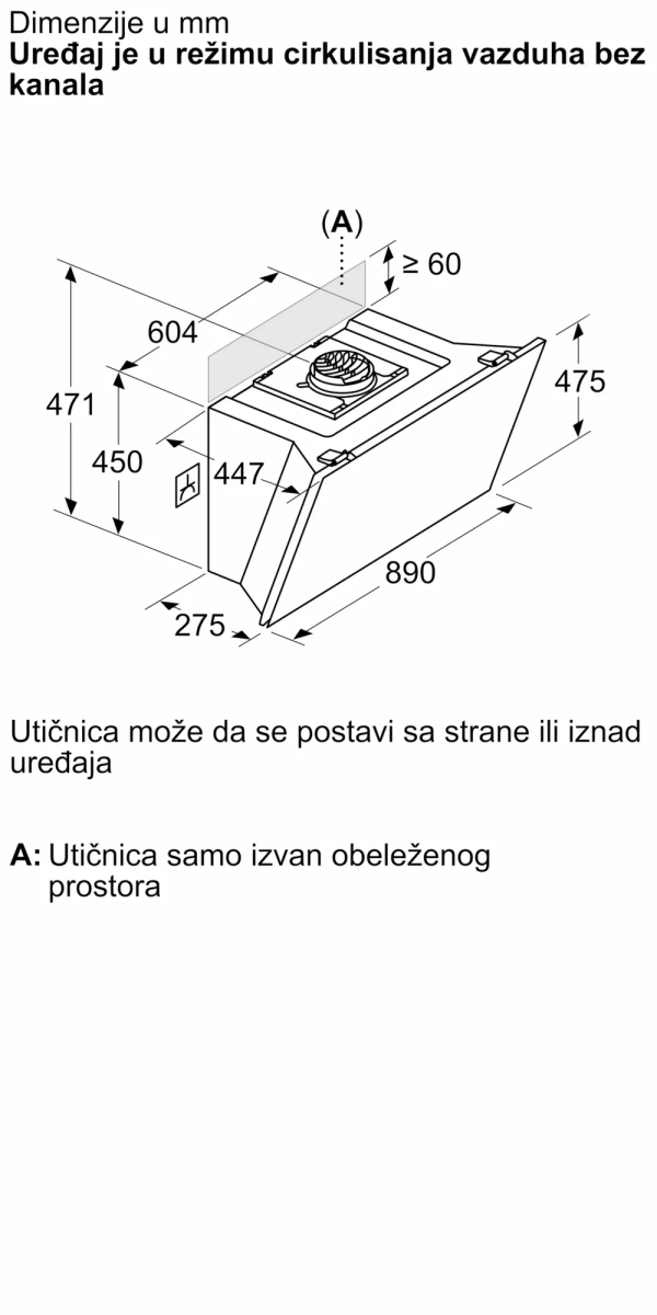 BOSCH DWK91LT20 Zidni aspirator 90 cm clear glass white printed serija 8